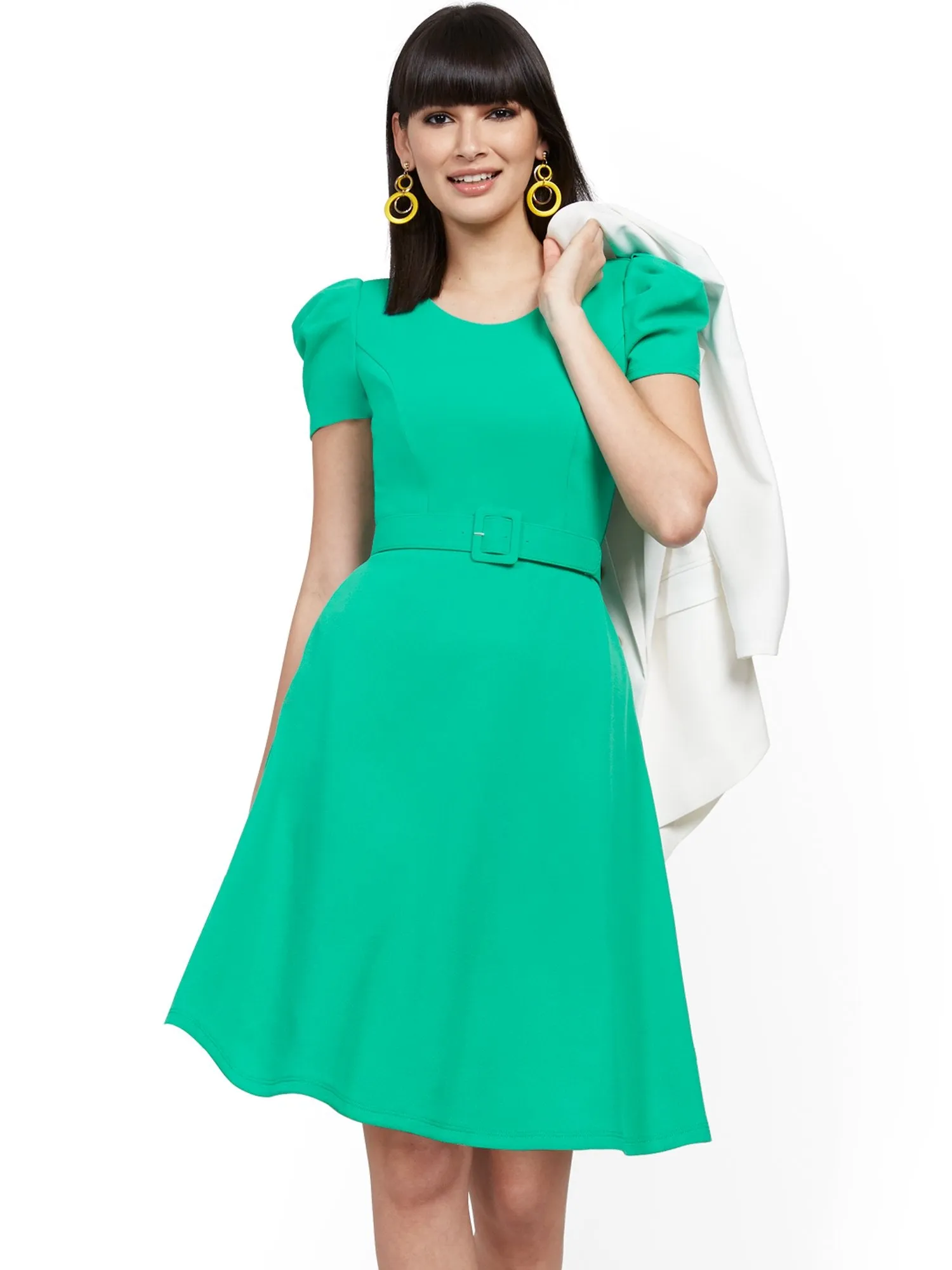 Belted Fit and Flare Dress - Magic Crepe®