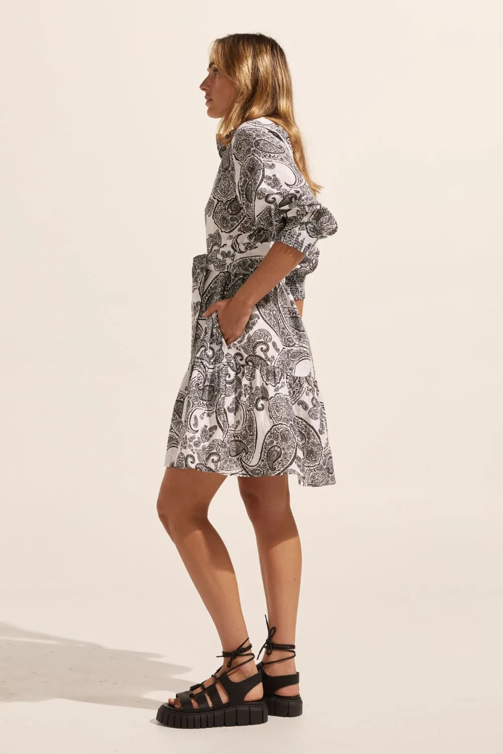 cater dress - black paisley