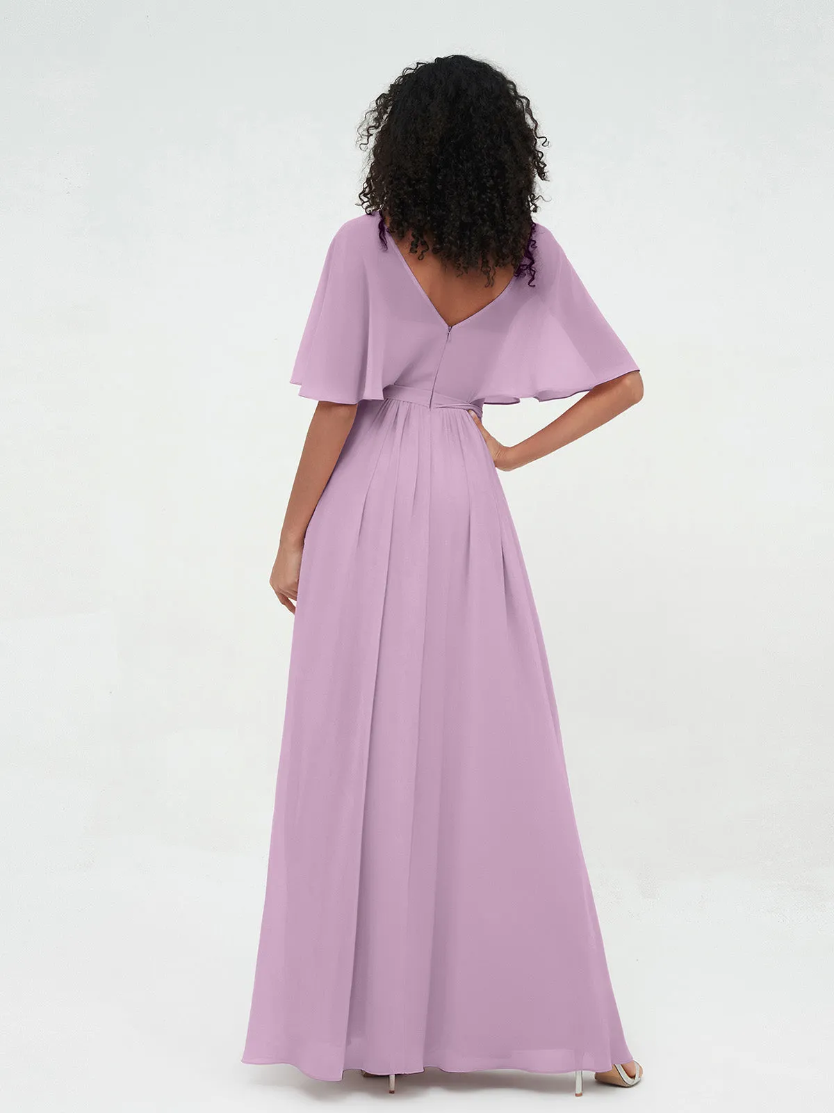 Illusion Sweetheart Neck Chiffon Max Dresses-Wisteria Plus Size